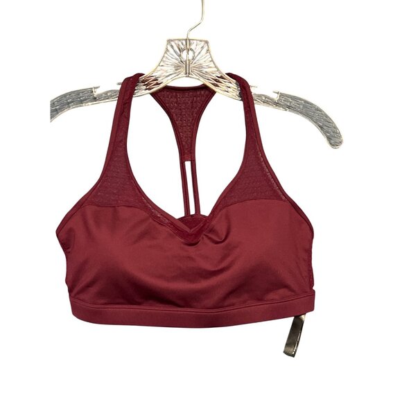 Victoria Sport Burgundy Racerback Sports Bra With Mesh Inserts & Removable Pads - Picture 4 of 6